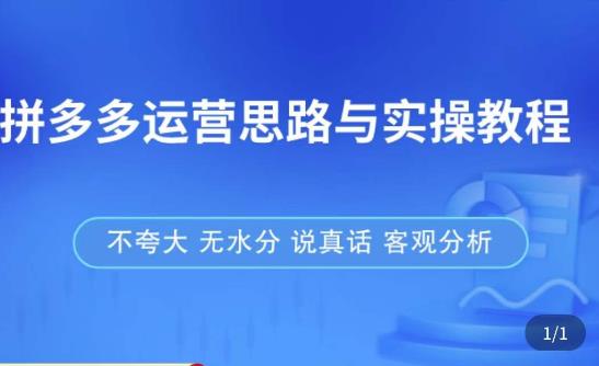 拼多多店铺运营思路与实操教程，快速学会拼多多开店和运营，少踩坑，多盈利-pcp资源社