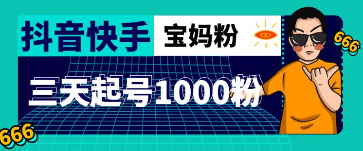 抖音快手三天起号涨粉1000宝妈粉丝的核心方法【详细玩法教程】-pcp资源社