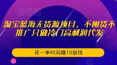 淘宝蓝海无货源项目，不囤货不推广只做冷门高利润代发，花一半时间赚10倍钱-pcp资源社