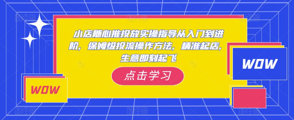 小店随心推投放实操指导从入门到进阶，保姆级投流操作方法，精准起店，生意即刻起飞-pcp资源社