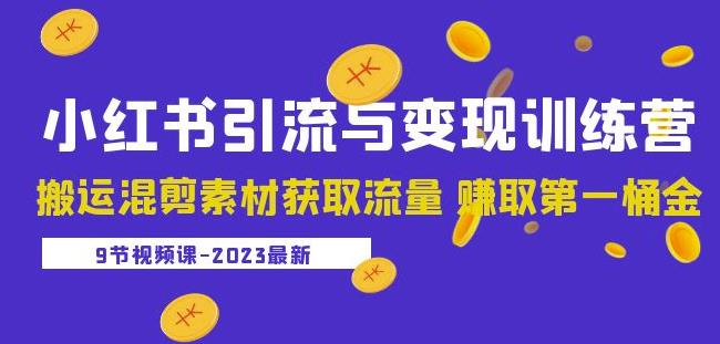 2023小红书引流与变现训练营：搬运混剪素材获取流量赚取第一桶金（9节课）-pcp资源社