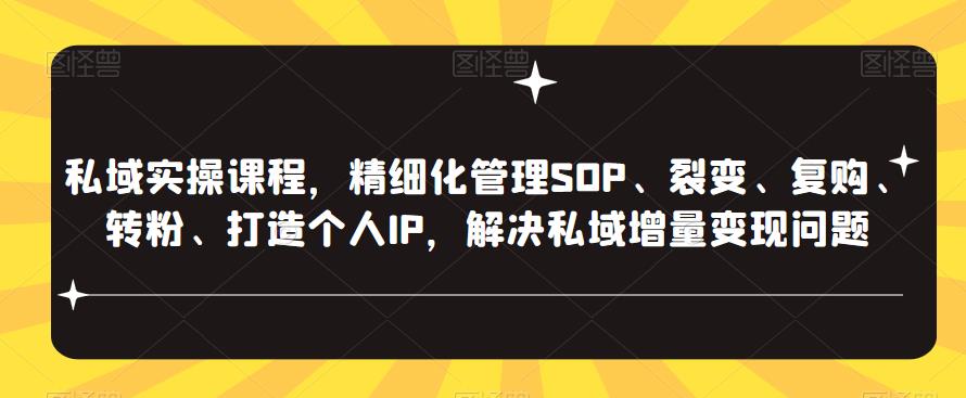 私域实操课程，精细化管理SOP、裂变、复购、转粉、打造个人IP，解决私域增量变现问题-pcp资源社