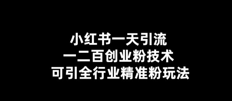 小红书一天引流一二百创业粉技术，可引全行业精准粉玩法【仅揭秘】-pcp资源社