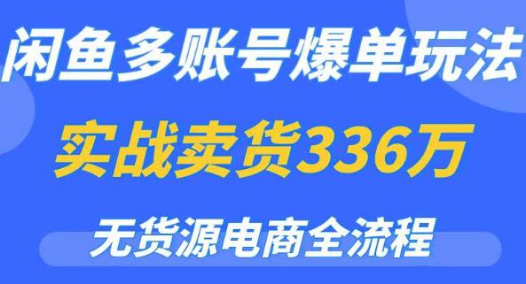 闲鱼多账号爆单玩法，无货源电商全流程，超简单的0门槛变现项目【揭秘】-pcp资源社