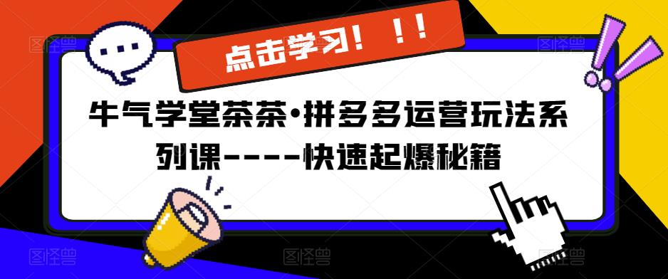 牛气学堂茶茶•拼多多运营玩法系列课—-快速起爆秘籍【更新】-pcp资源社