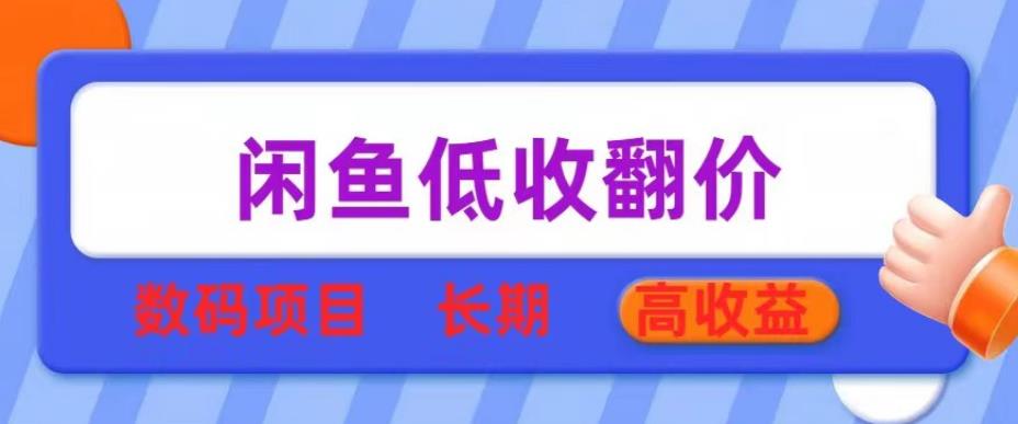 闲鱼低收翻价数码暴利项目，长期高收益【揭秘】-pcp资源社