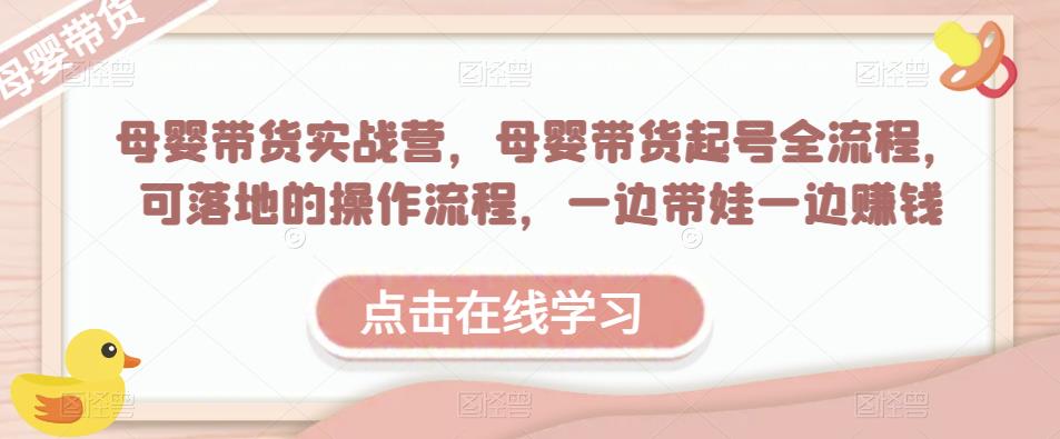 母婴带货实战营，母婴带货起号全流程，可落地的操作流程，一边带娃一边赚钱（附素材）-pcp资源社