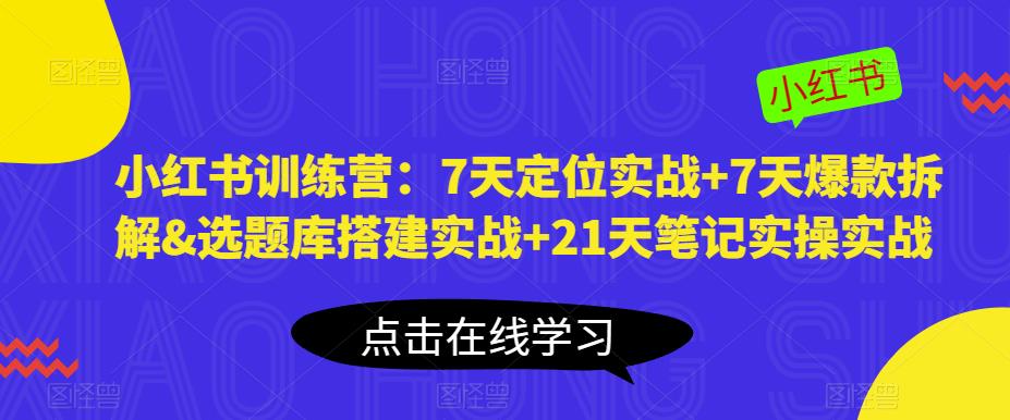 小红书训练营：7天定位实战+7天爆款拆解&选题库搭建实战+21天笔记实操实战-pcp资源社