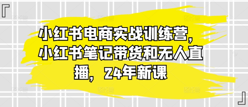 小红书电商实战训练营，小红书笔记带货和无人直播，24年新课-pcp资源社