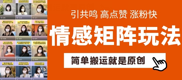 简单搬运，情感矩阵玩法，涨粉速度快，可带货，可起号【揭秘】-pcp资源社