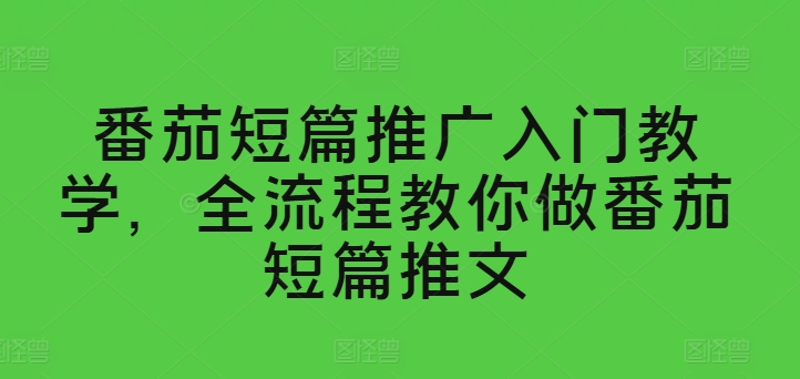 番茄短篇推广入门教学，全流程教你做番茄短篇推文-pcp资源社