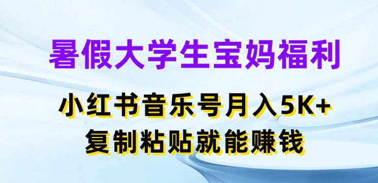 暑假大学生宝妈福利，小红书音乐号月入5000+，复制粘贴就能赚钱【揭秘】-pcp资源社