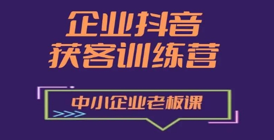 企业抖音营销获客增长训练营，中小企业老板必修课-pcp资源社