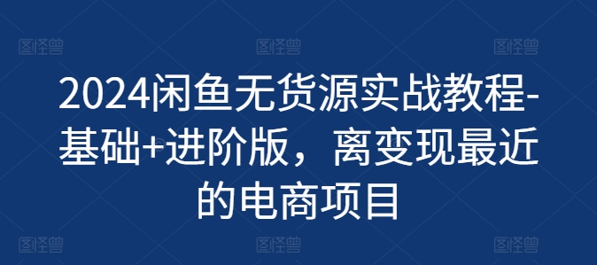 2024闲鱼无货源实战教程-基础+进阶版，离变现最近的电商项目-pcp资源社