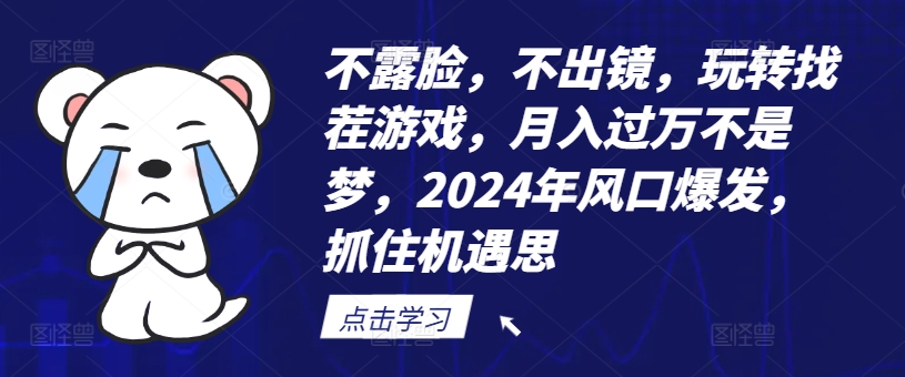 不露脸，不出镜，玩转找茬游戏，月入过万不是梦，2024年风口爆发，抓住机遇【揭秘】-pcp资源社