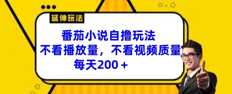 番茄小说自撸玩法，不看播放量，不看视频质量，每天200+【揭秘】-pcp资源社