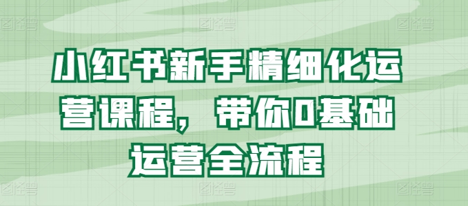 小红书新手精细化运营课程，带你0基础运营全流程-pcp资源社