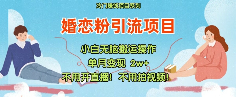 小红书婚恋粉引流，不用开直播，不用拍视频，不用做交付【揭秘】-pcp资源社