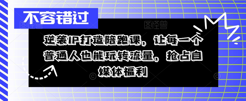 逆袭IP打造陪跑课，让每一个普通人也能玩转流量，抢占自媒体福利-pcp资源社