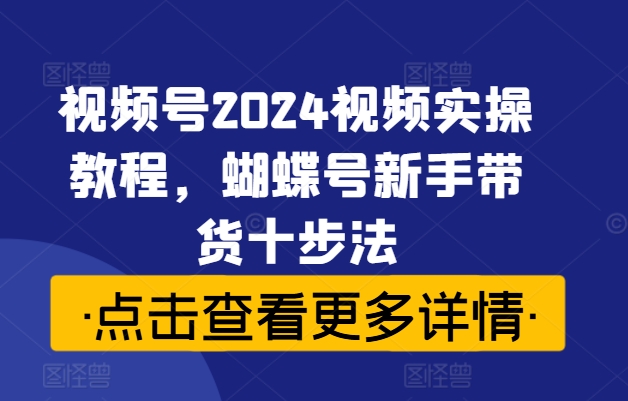 视频号2024视频实操教程，蝴蝶号新手带货十步法-pcp资源社