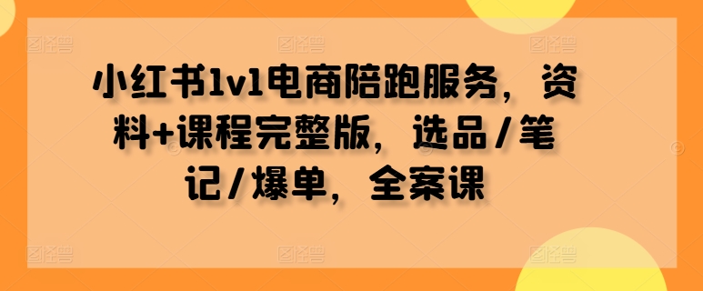 小红书1v1电商陪跑服务，资料+课程完整版，选品/笔记/爆单，全案课-pcp资源社