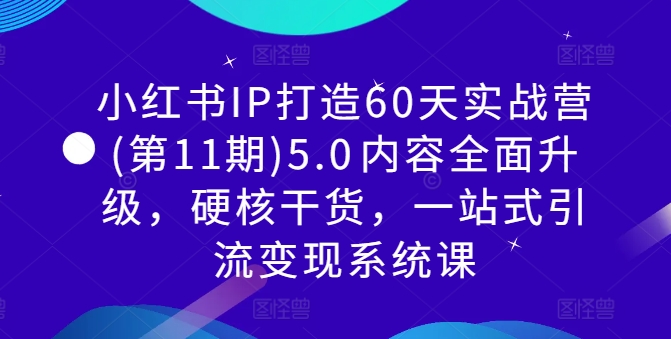 小红书IP打造60天实战营(第11期)5.0​内容全面升级，硬核干货，一站式引流变现系统课-pcp资源社