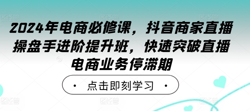 2024年电商必修课，抖音商家直播操盘手进阶提升班，快速突破直播电商业务停滞期-pcp资源社