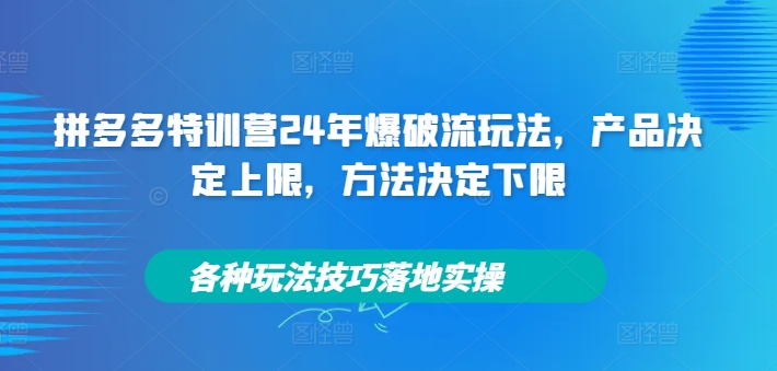 拼多多特训营24年爆破流玩法，产品决定上限，方法决定下限，各种玩法技巧落地实操-pcp资源社