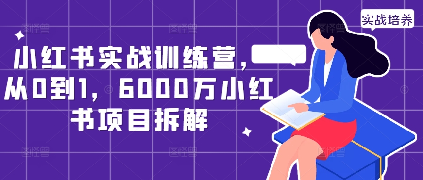 小红书实战训练营，从0到1，6000万小红书项目拆解-pcp资源社