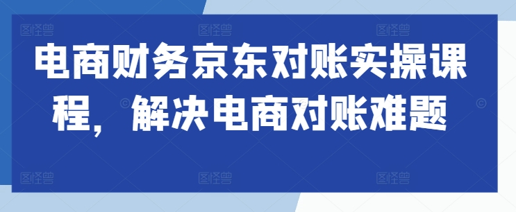 电商财务京东对账实操课程，解决电商对账难题-pcp资源社