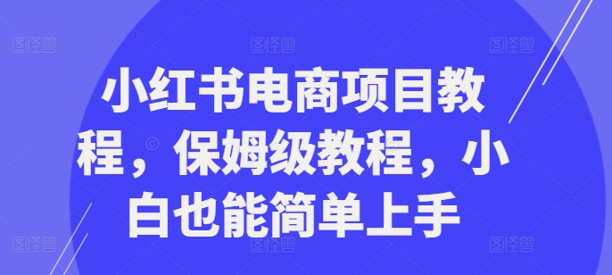 小红书电商项目教程，保姆级教程，小白也能简单上手-pcp资源社