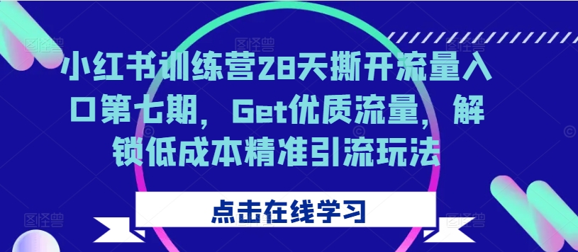 小红书训练营28天撕开流量入口第七期，Get优质流量，解锁低成本精准引流玩法-pcp资源社