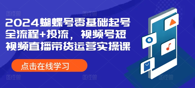 2024蝴蝶号零基础起号全流程+投流，视频号短视频直播带货运营实操课-pcp资源社