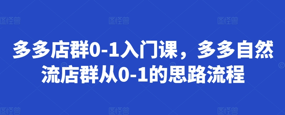 多多店群0-1入门课，多多自然流店群从0-1的思路流程-pcp资源社