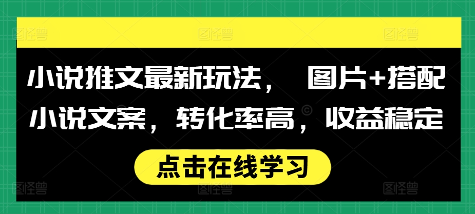 小说推文最新玩法， 图片+搭配小说文案，转化率高，收益稳定-pcp资源社