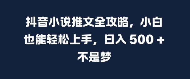 抖音小说推文全攻略，小白也能轻松上手，日入 5张+ 不是梦【揭秘】-pcp资源社