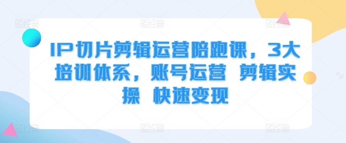 IP切片剪辑运营陪跑课，3大培训体系，账号运营 剪辑实操 快速变现-pcp资源社