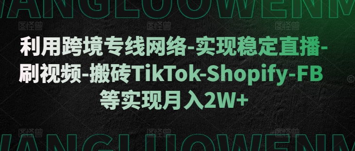 利用跨境专线网络-实现稳定直播-刷视频-搬砖TikTok-Shopify-FB等实现月入2W+【揭秘】-pcp资源社