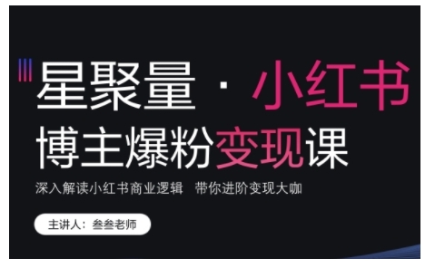 小红书博主爆粉变现课，深入解读小红书商业逻辑，带你进阶变现大咖-pcp资源社