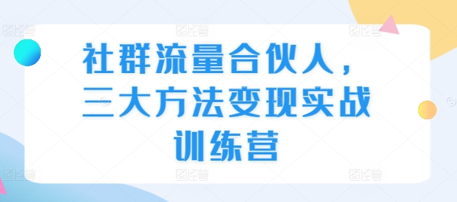 社群流量合伙人，三大方法变现实战训练营-pcp资源社