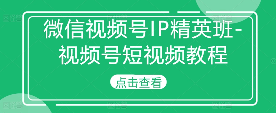 微信视频号IP精英班-视频号短视频教程-pcp资源社