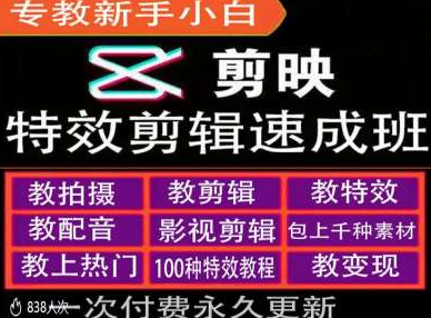 剪映特效教程和运营变现教程，特效剪辑速成班，专教新手小白-pcp资源社