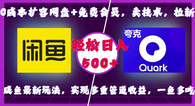 0成本扩容网盘+免费会员，卖技术，拉新，咸鱼最新玩法，实现多重管道收益，一鱼多吃，轻松日入500+-pcp资源社