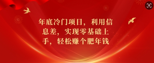 年底冷门项目，利用信息差，实现零基础上手，轻松赚个肥年钱【揭秘】-pcp资源社