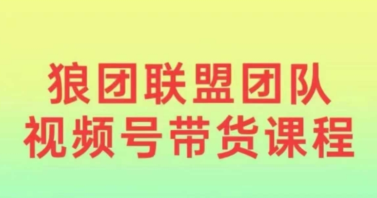 狼团联盟2024视频号带货，0基础小白快速入局视频号-pcp资源社