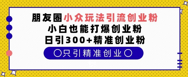 朋友圈小众玩法引流创业粉，小白也能打爆创业粉，日引300+精准创业粉【揭秘】-pcp资源社