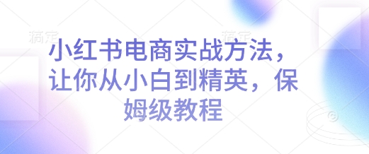 小红书电商实战方法，让你从小白到精英，保姆级教程-pcp资源社