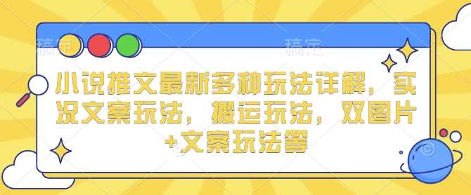 小说推文最新多种玩法详解，实况文案玩法，搬运玩法，双图片+文案玩法等-pcp资源社