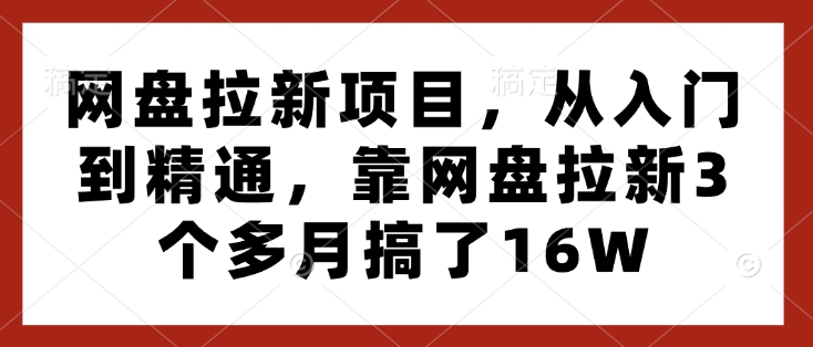 网盘拉新项目，从入门到精通，靠网盘拉新3个多月搞了16W-pcp资源社