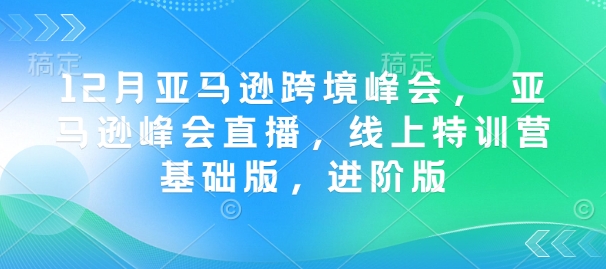 12月亚马逊跨境峰会， 亚马逊峰会直播，线上特训营基础版，进阶版-pcp资源社